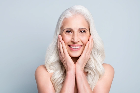 Woman with dental implant